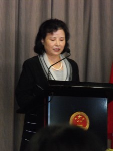 Mme Liao Juhua, Consul General, at Farewell Reception, Dec 2012