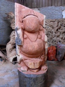 A carving of Buddha at the roughing-out stage