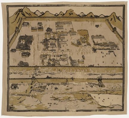 Map of Shandan Bailie School by students on cloth. Rhodes, Harold Winston, 1905-1987. [Various artists] :[Cloth printed by Shandan boys of the machine shops, etc., at the Shandan Bailie school in Gansu, China, which was founded and directed by Rewi Alley]. Ref: D-014-001. Alexander Turnbull Library, Wellington, New Zealand. http://natlib.govt.nz/records/23103266