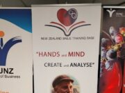 Banner from the New Zealand Bailie Training Base sainy "Hands and mind create and analyse"