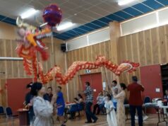 Dragon dance performance in celebration of Chinese New Year